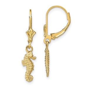 14k Seahorse Leverback Earrings